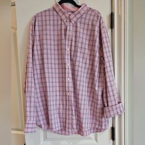 Izod Men's Pink and Blue Checkered Shirt